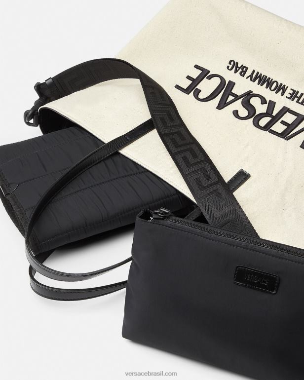 bolsas P2TX1850 Versace bolsa para troca de bebê com logo Branco preto crianças