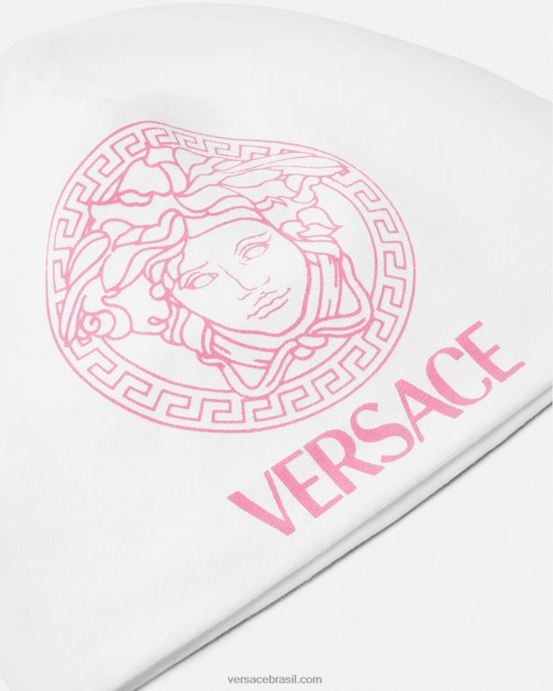 acessórios P2TX1817 Versace boné de bebê medusa branco e rosa crianças