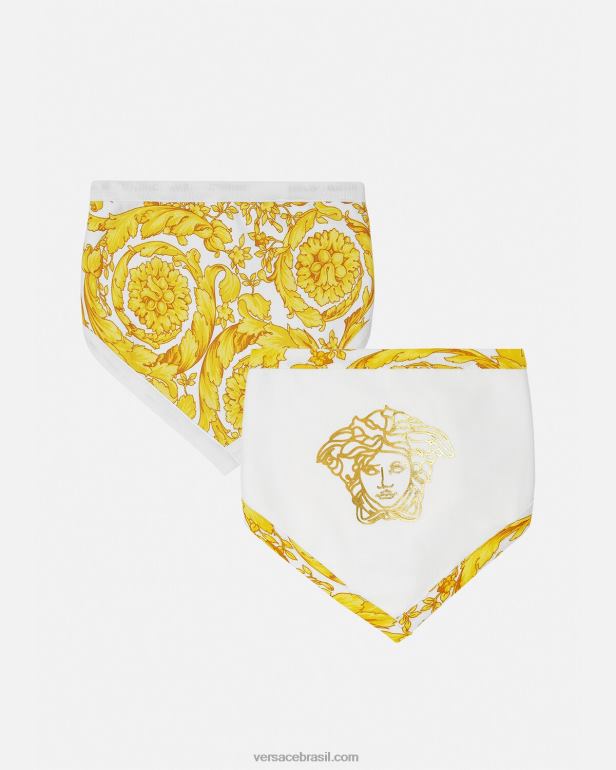acessórios P2TX1845 Versace babador barocco pacote com 2 ouro Branco crianças