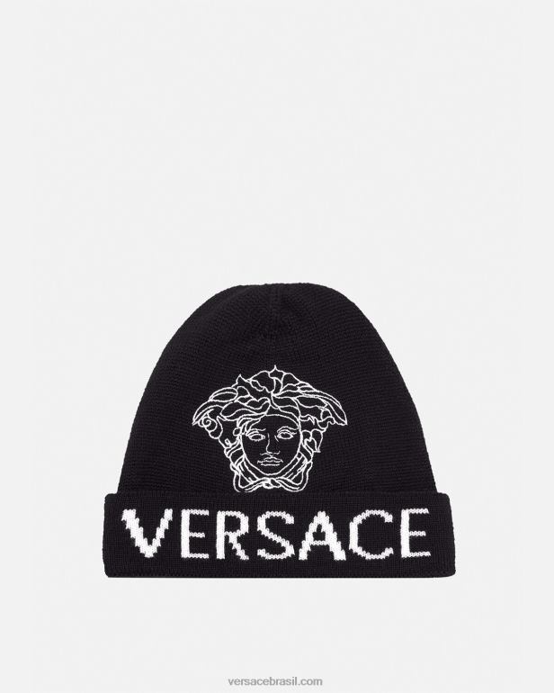 acessórios P2TX2078 Versace gorro com logo medusa preto crianças
