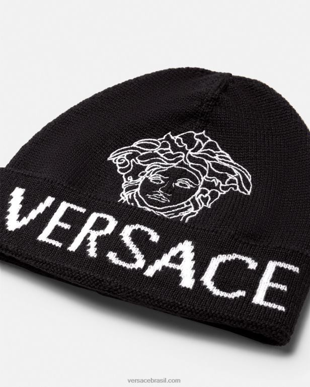 acessórios P2TX2078 Versace gorro com logo medusa preto crianças