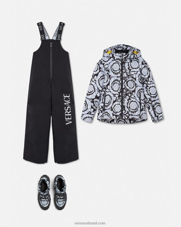 roupas P2TX1968 Versace calças de neve com logotipo preto crianças