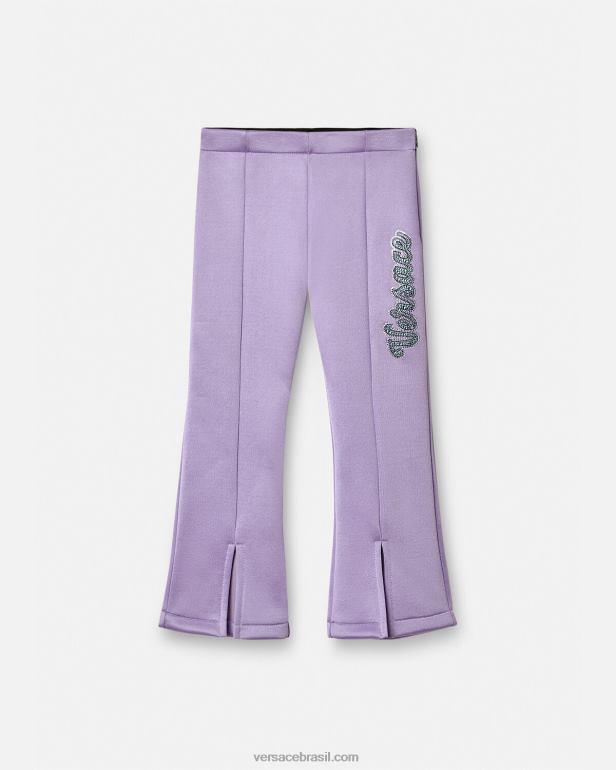 roupas P2TX2022 Versace calça com logo de cristal lilás crianças