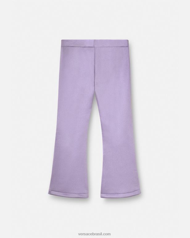 roupas P2TX2022 Versace calça com logo de cristal lilás crianças