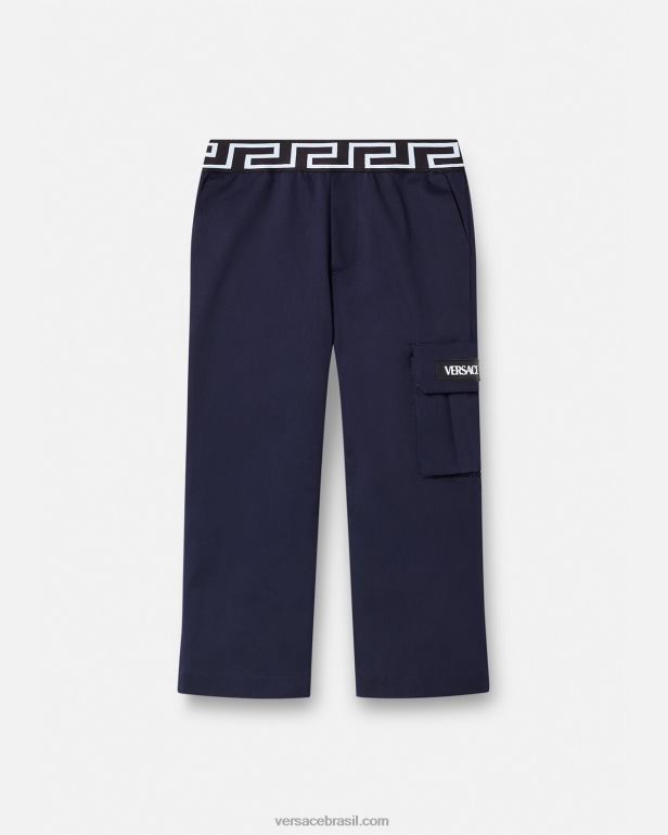 roupas P2TX2101 Versace calça grega azul crianças