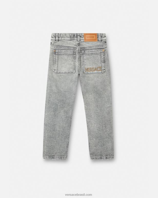 roupas P2TX2135 Versace calça jeans medusa cinza crianças