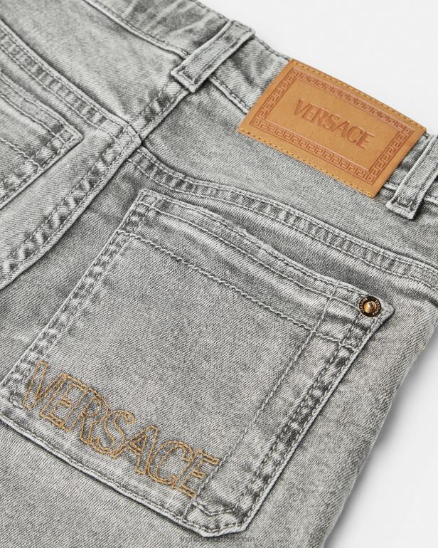 roupas P2TX2135 Versace calça jeans medusa cinza crianças