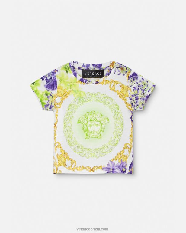 roupas P2TX1866 Versace camiseta bebê orquídea medusa branco e estampado crianças