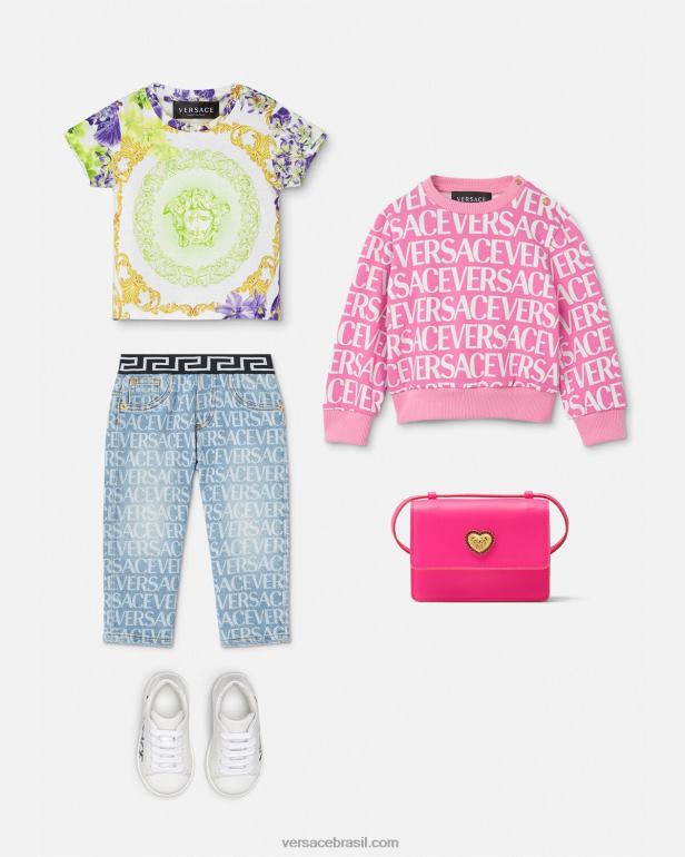 roupas P2TX1866 Versace camiseta bebê orquídea medusa branco e estampado crianças