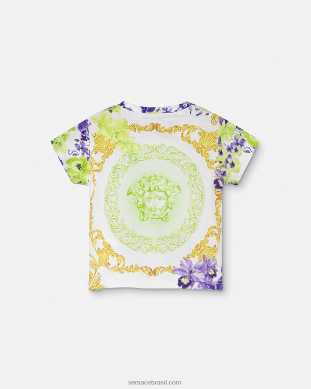 roupas P2TX1866 Versace camiseta bebê orquídea medusa branco e estampado crianças