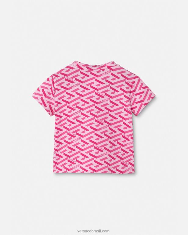 roupas P2TX1874 Versace camiseta infantil la greca rosa crianças