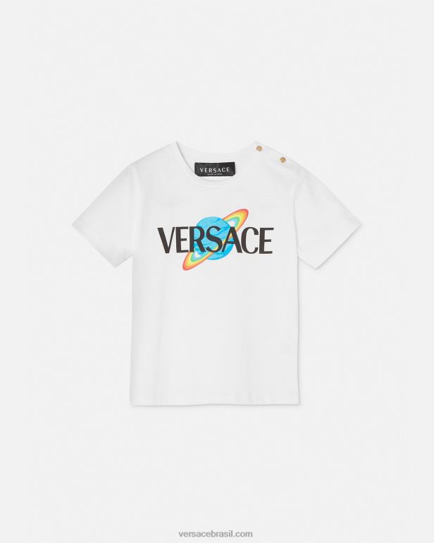 roupas P2TX1883 Versace camiseta bebê com logo branco e estampado crianças