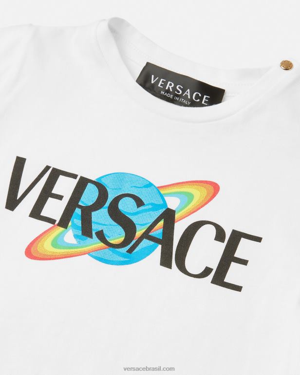 roupas P2TX1883 Versace camiseta bebê com logo branco e estampado crianças