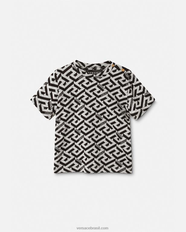roupas P2TX1910 Versace camiseta infantil la greca cinza e estampado crianças