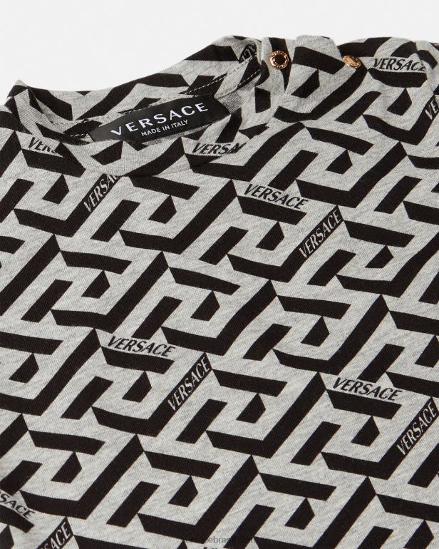 roupas P2TX1910 Versace camiseta infantil la greca cinza e estampado crianças