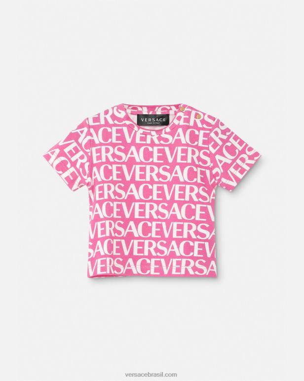 roupas P2TX1920 Versace camiseta toda para bebê rosa e estampado crianças
