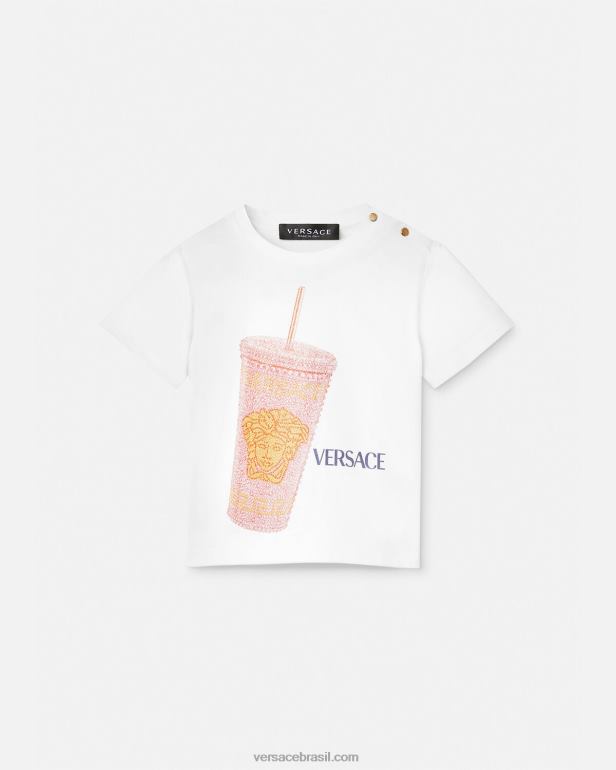 roupas P2TX1924 Versace caneca de viagem camiseta para bebê branco e estampado crianças