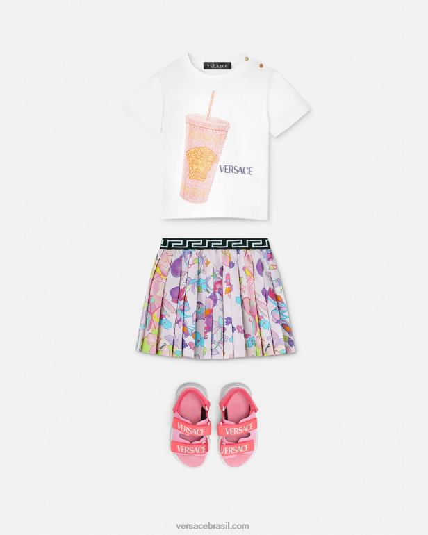 roupas P2TX1924 Versace caneca de viagem camiseta para bebê branco e estampado crianças