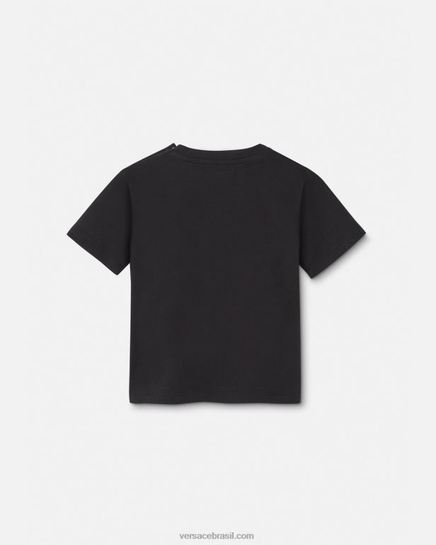 roupas P2TX1925 Versace caneca de viagem camiseta para bebê preto e estampado crianças