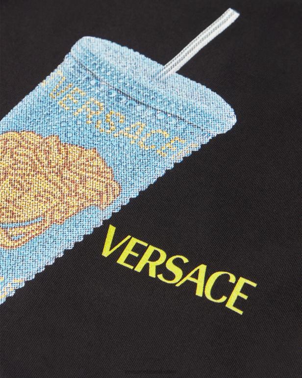 roupas P2TX1925 Versace caneca de viagem camiseta para bebê preto e estampado crianças