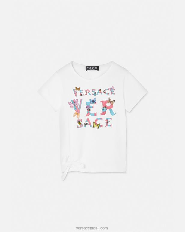 roupas P2TX1931 Versace camiseta com logotipo branco e estampado crianças
