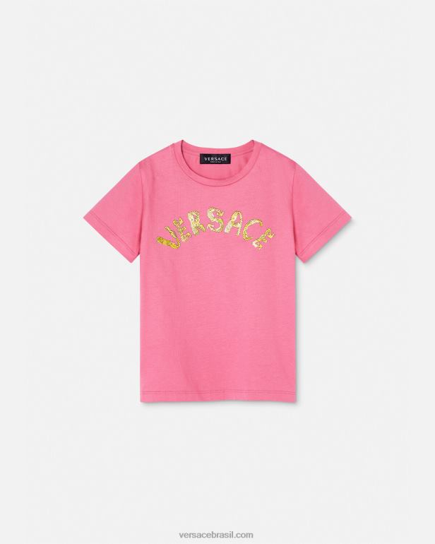 roupas P2TX1932 Versace camiseta com logotipo rosa crianças