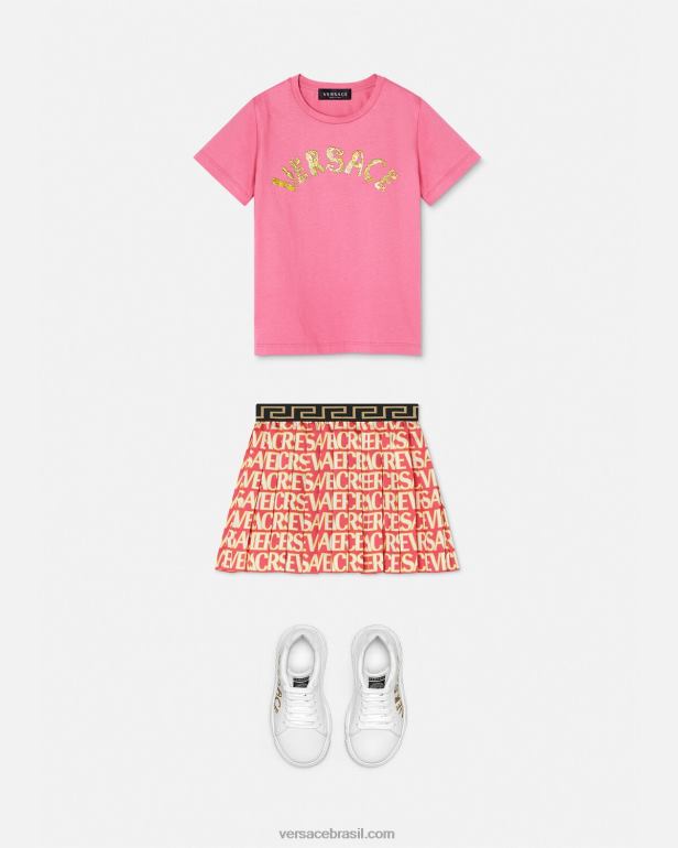 roupas P2TX1932 Versace camiseta com logotipo rosa crianças