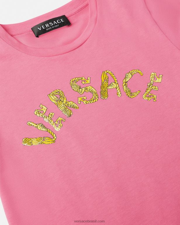 roupas P2TX1932 Versace camiseta com logotipo rosa crianças