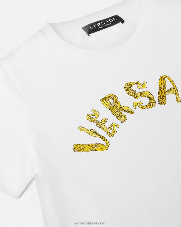 roupas P2TX1933 Versace camiseta com logotipo ouro Branco crianças
