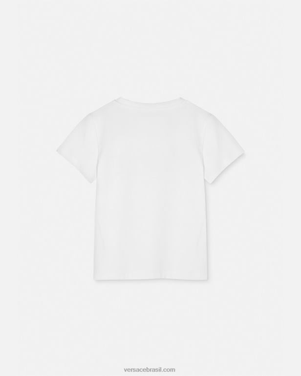 roupas P2TX1951 Versace camiseta com logo estrelas branco e estampado crianças