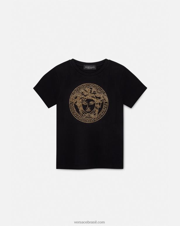 roupas P2TX1961 Versace camiseta medusa de cristal preto crianças