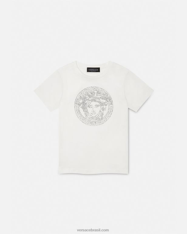 roupas P2TX1964 Versace camiseta medusa de cristal branco crianças