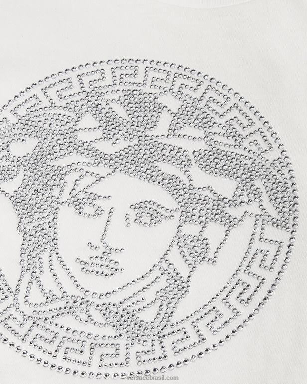 roupas P2TX1964 Versace camiseta medusa de cristal branco crianças