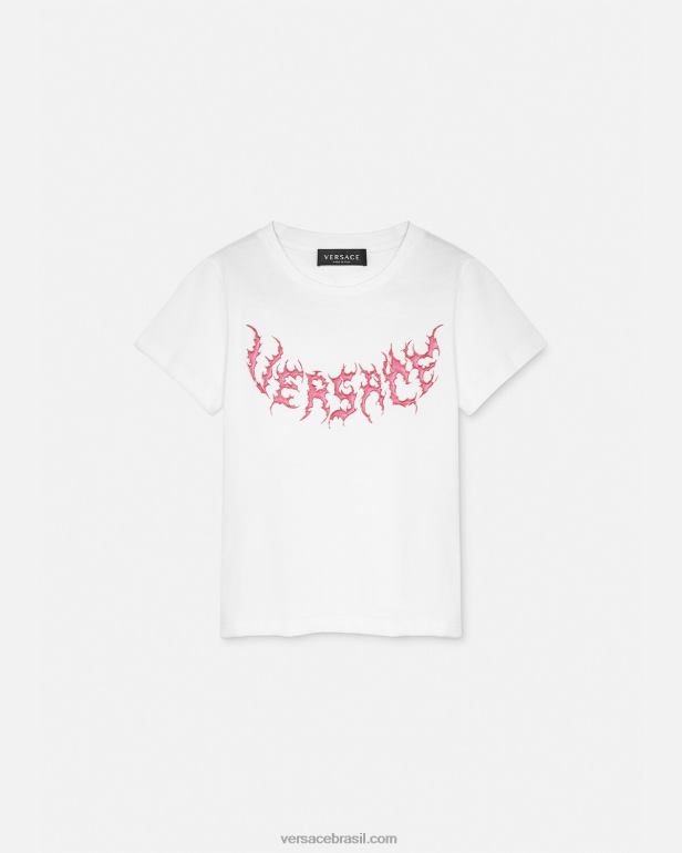 roupas P2TX2004 Versace camiseta com logotipo branco crianças