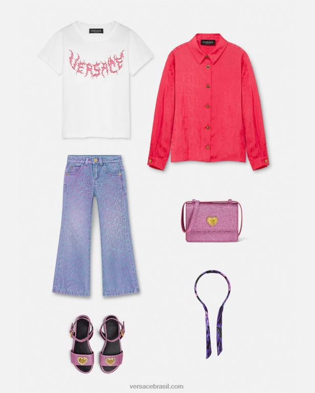 roupas P2TX2004 Versace camiseta com logotipo branco crianças