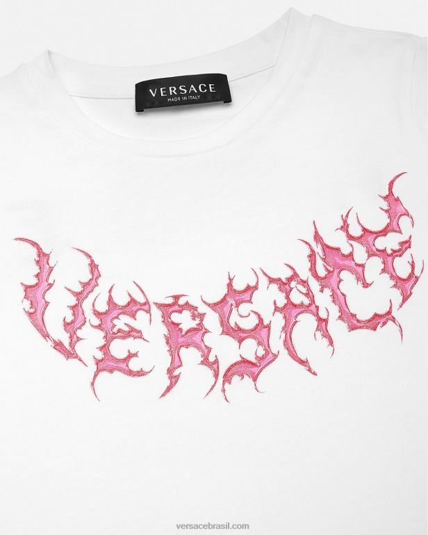 roupas P2TX2004 Versace camiseta com logotipo branco crianças
