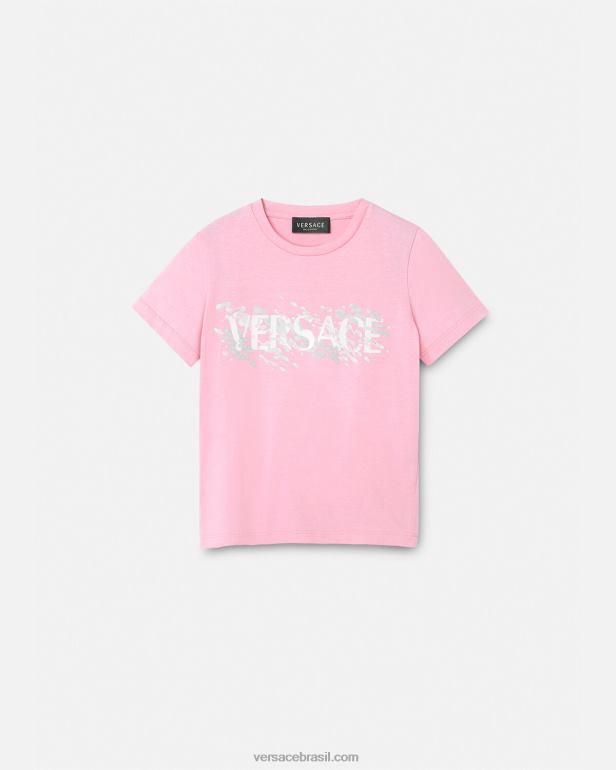 roupas P2TX2011 Versace camiseta com logotipo rosa crianças