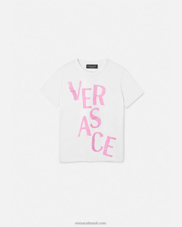 roupas P2TX2012 Versace camiseta com logotipo luz rosa crianças