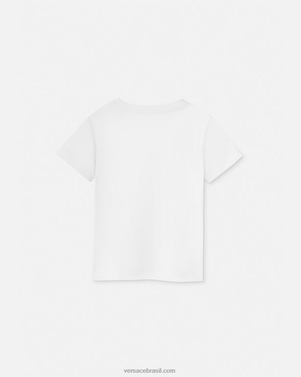 roupas P2TX2020 Versace camiseta com logo de cristal branco crianças