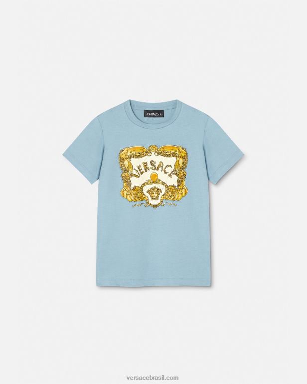 roupas P2TX2084 Versace camiseta barroca concha azul claro crianças