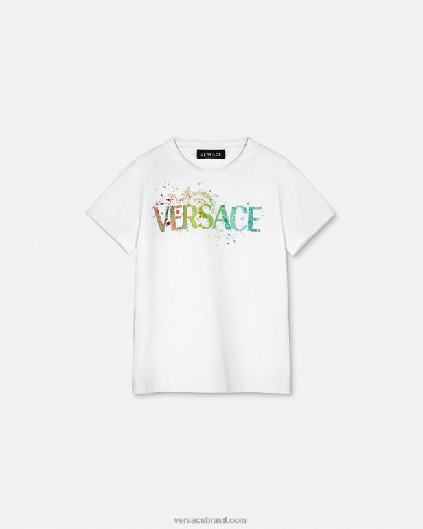roupas P2TX2094 Versace camiseta com logotipo azul crianças