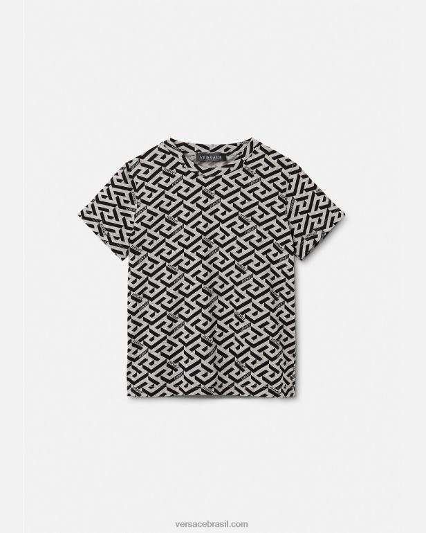 roupas P2TX2115 Versace camiseta La Greca cinza e estampado crianças