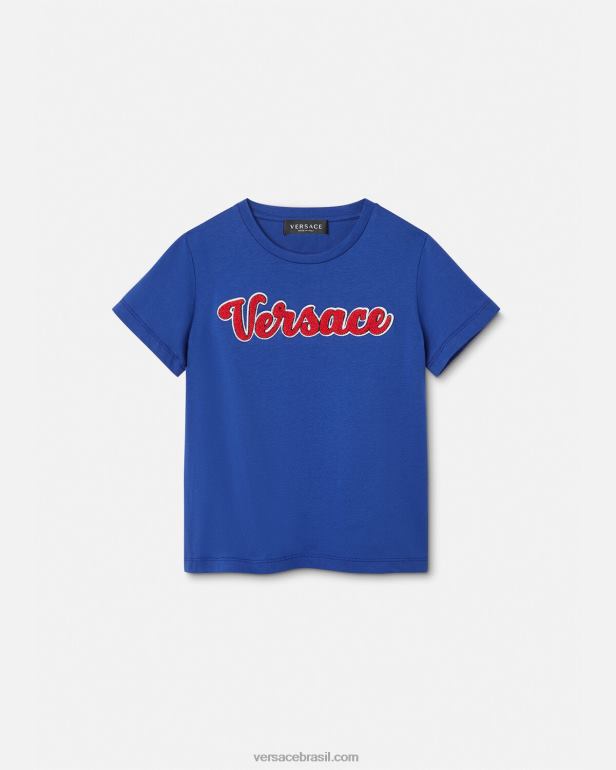 roupas P2TX2132 Versace camiseta com logo do time do colégio azul crianças