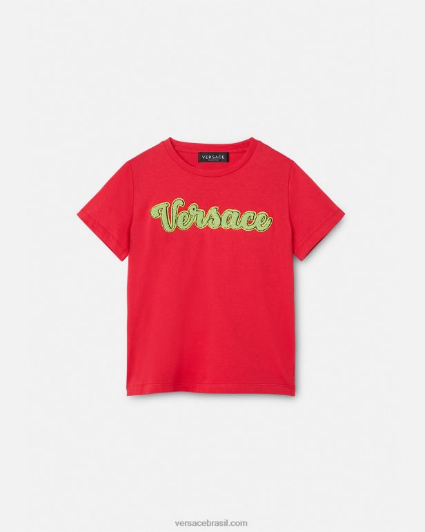 roupas P2TX2133 Versace camiseta com logo do time do colégio vermelho crianças