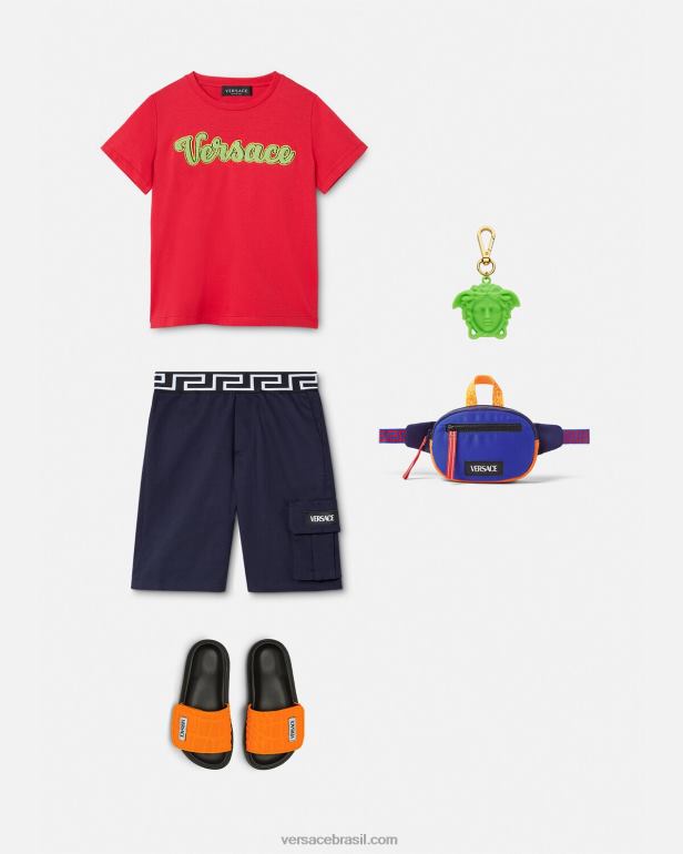 roupas P2TX2133 Versace camiseta com logo do time do colégio vermelho crianças