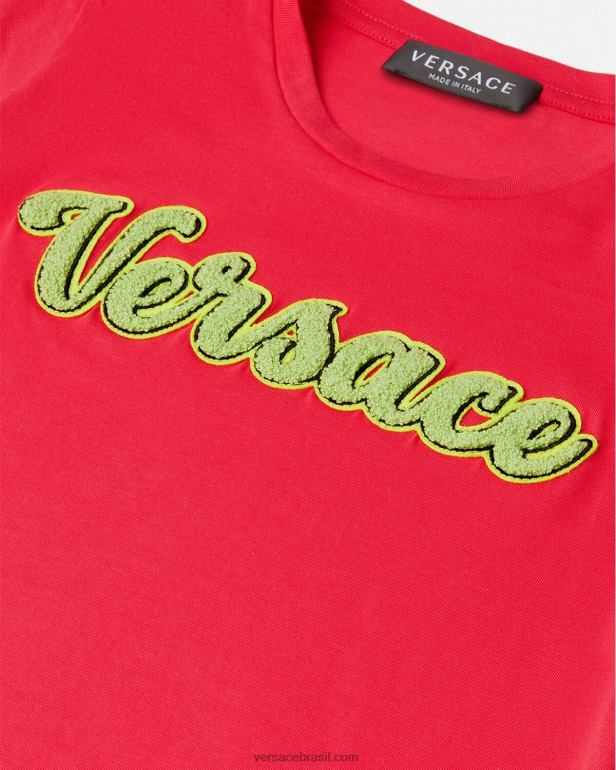 roupas P2TX2133 Versace camiseta com logo do time do colégio vermelho crianças