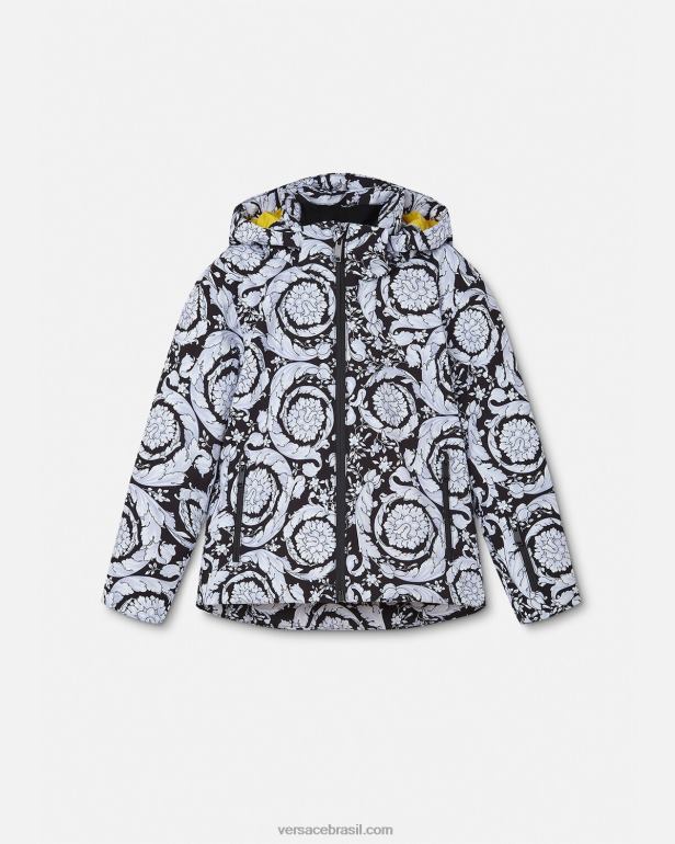 roupas P2TX1952 Versace jaqueta de esqui barroca prateada preto e cinza crianças