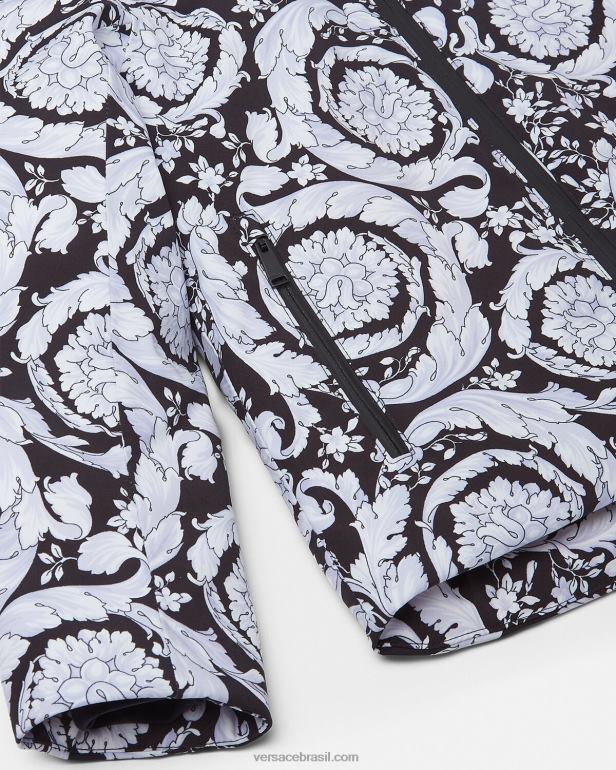 roupas P2TX1952 Versace jaqueta de esqui barroca prateada preto e cinza crianças