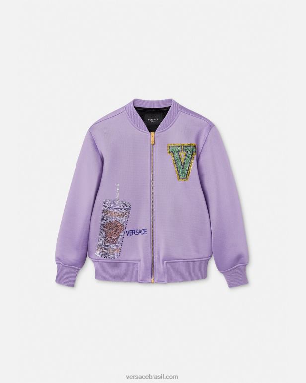 roupas P2TX2016 Versace jaqueta bomber com logo lilás crianças