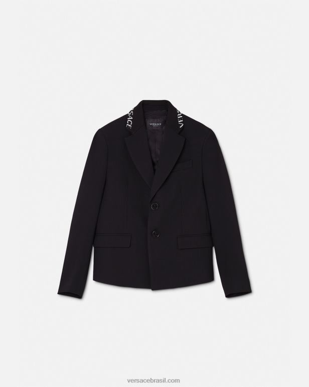 roupas P2TX2105 Versace blazer com logotipo preto crianças